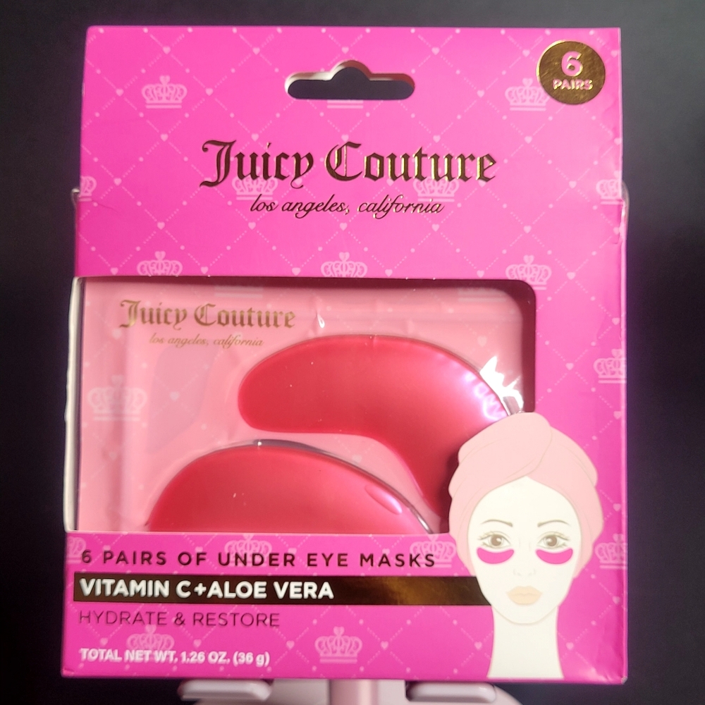 Juicy Couture Pink Under Eye Masks 6 Pair Vitamin C Aloe Vera Hydrate Restore